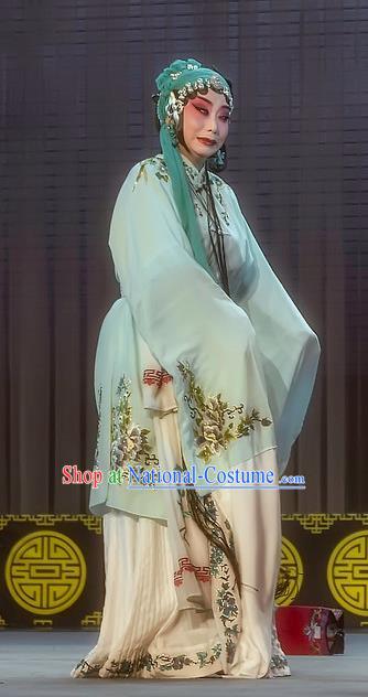 Chinese Sichuan Opera Distress Maiden Garment Costumes and Hair Accessories Da Hong Tai Traditional Peking Opera Young Female Dress Actress Geng Niang Apparels