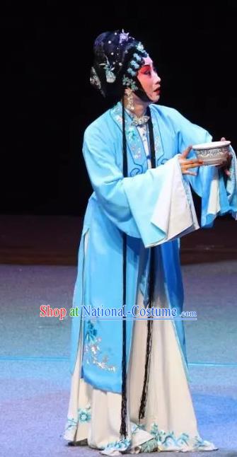 Chinese Sichuan Opera Actress Garment Costumes and Hair Accessories Mother of Mu Lian Traditional Peking Opera Young Female Dress Distress Woman Liu Siniang Apparels