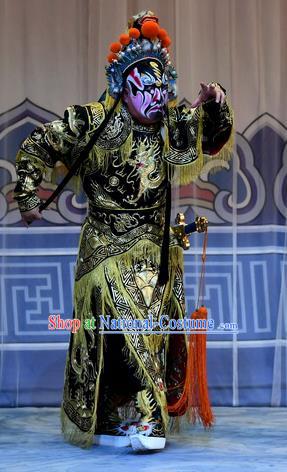 Mrs Anguo Chinese Peking Opera Martial Male Garment Costumes and Headwear Beijing Opera Wusheng Apparels Clothing