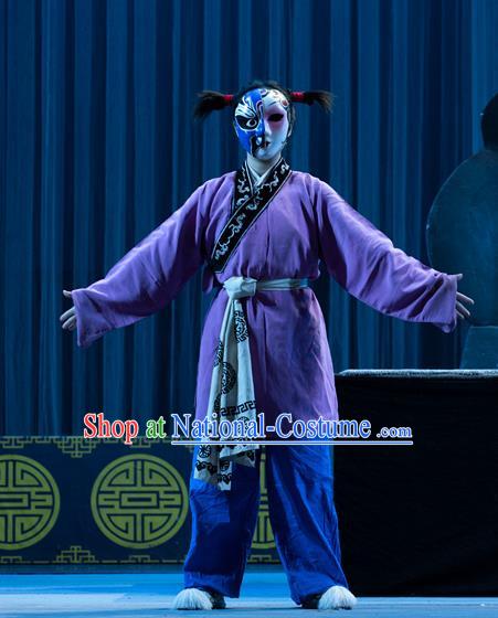 Shattered Crypt Chinese Sichuan Opera Young Boy Apparels Costumes and Headpieces Peking Opera Wa Wa Sheng Garment Purple Clothing