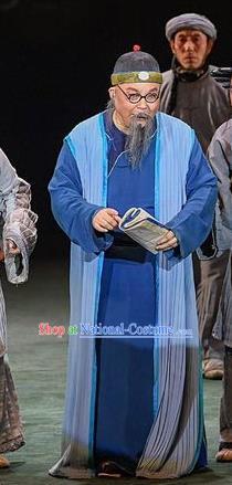 Scholar of Ba Shan Chinese Sichuan Opera Elderly Male Apparels Costumes and Headpieces Peking Opera Old Scholar Garment Sun Dengke Clothing