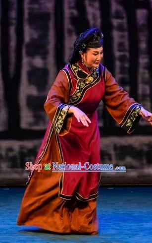 Chinese Sichuan Opera Dame Garment Costumes and Hair Accessories Scholar of Ba Shan Traditional Peking Opera Elderly Female Dress Country Woman Apparels