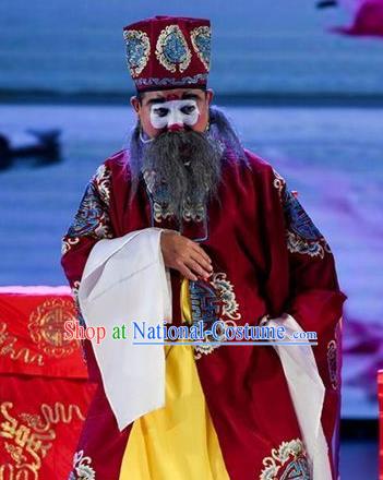 He Zhu Pei Chinese Sichuan Opera Landlord Jin Sanguan Apparels Costumes and Headpieces Peking Opera Elderly Male Garment Ministry Councillor Clothing