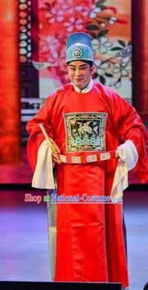 He Zhu Pei Chinese Sichuan Opera Number One Scholar Zhao Peng Apparels Costumes and Headpieces Peking Opera Xiaosheng Garment Niche Clothing