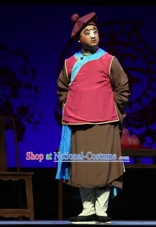 He Zhu Pei Chinese Sichuan Opera Servant Wang Xing Apparels Costumes and Headpieces Peking Opera Garment Clown Clothing