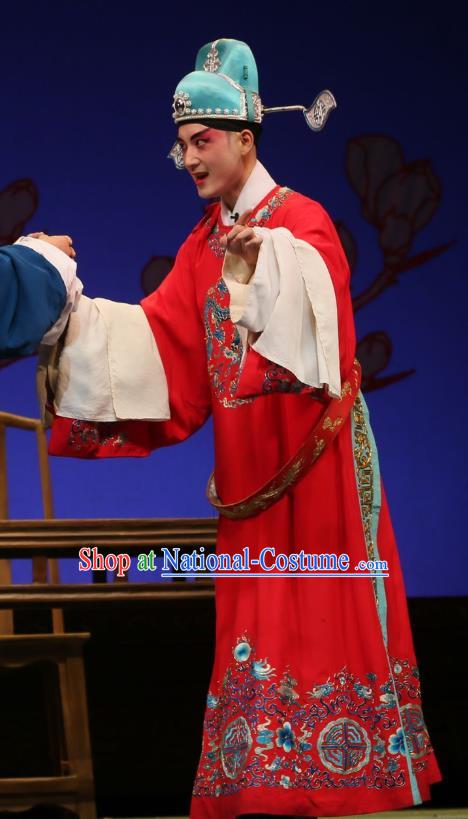 He Zhu Pei Chinese Sichuan Opera Number One Scholar Zhao Peng Apparels Costumes and Headpieces Peking Opera Young Male Garment Niche Clothing