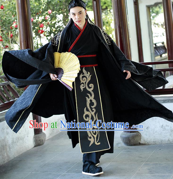 Chinese Han Dynasty Swordsman Historical Costumes Traditional Apparels Ancient Drama Prince Hanfu Clothing for Men