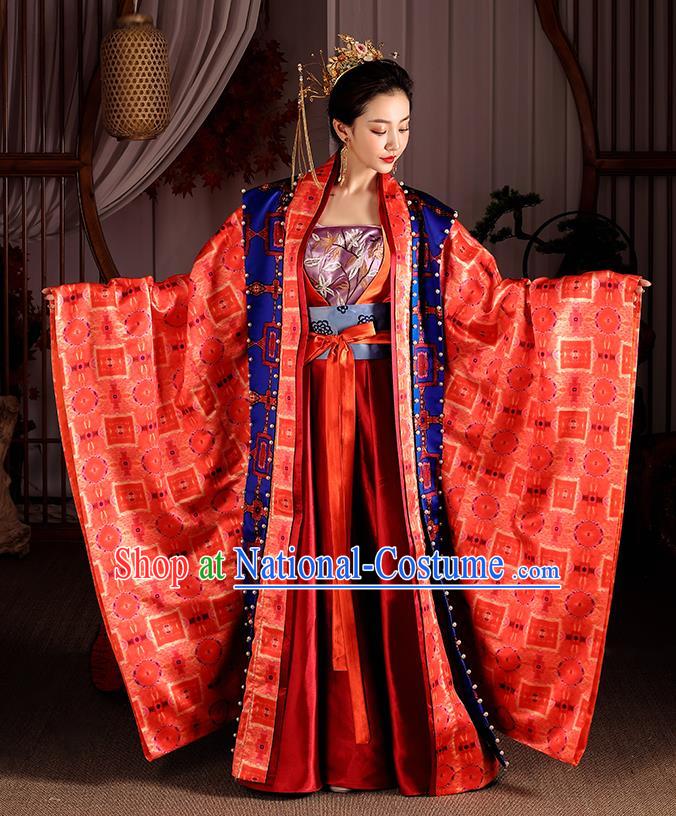 Chinese Traditional Ancient Drama Apparels Song Dynasty Court Empress Hanfu Dress Queen Historical Costumes Complete Set