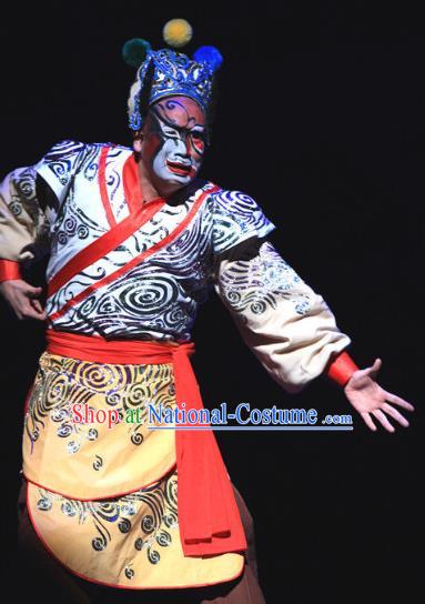 Love Bell Tower Chinese Peking Opera Wusheng Garment Costumes and Headwear Beijing Opera Ugly Servant Apparels Clown Clothing