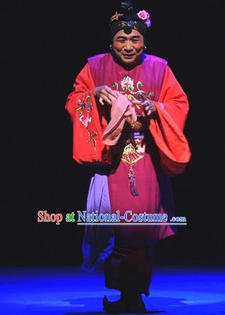 Chinese Beijing Opera Elderly Woman Apparels Costumes and Headpieces Traditional Peking Opera Love Bell Tower Old Dan Dress Garment