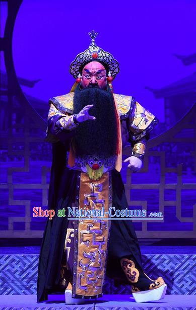 Zhu Lianxiu Chinese Peking Opera King Kublai Khan Garment Costumes and Headwear Beijing Opera Apparels Laosheng Clothing