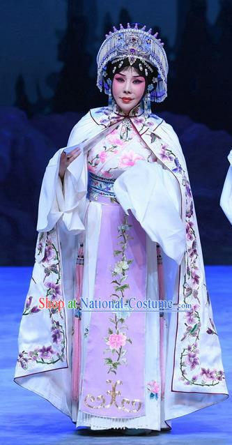 Chinese Beijing Opera Diva Zhu Lianxiu Apparels Costumes and Headdress Traditional Peking Opera Actress Dress Hua Tan Garment