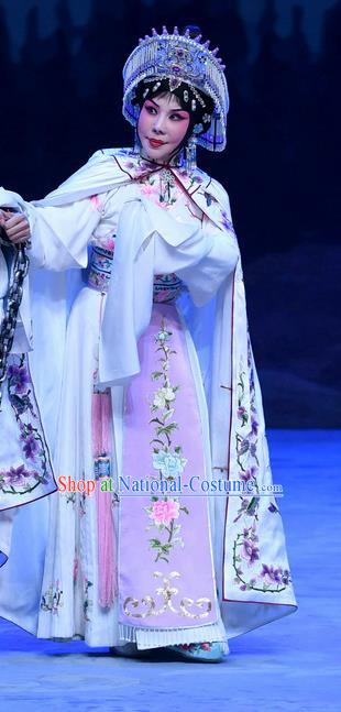 Chinese Beijing Opera Diva Zhu Lianxiu Apparels Costumes and Headdress Traditional Peking Opera Actress Dress Hua Tan Garment