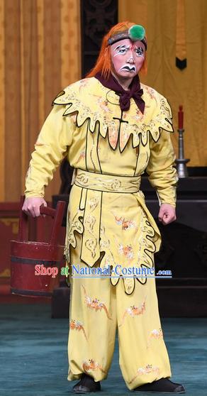 Xiangmei Temple Chinese Peking Opera Takefu Garment Costumes and Headwear Beijing Opera Wusheng Yellow Apparels Clothing