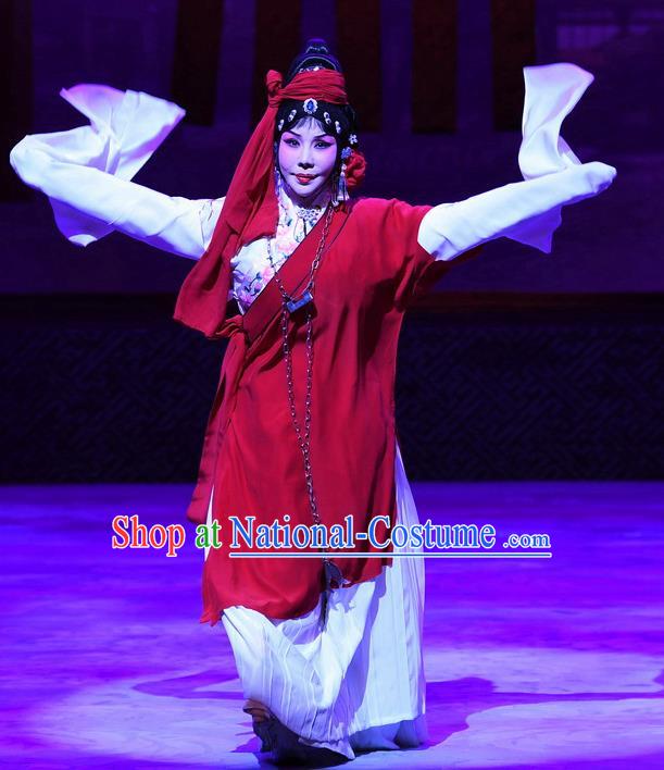 Chinese Beijing Opera Female Prisoner Apparels Costumes and Headpieces Traditional Peking Opera Young Female Dress Diva Zhu Lianxiu Garment