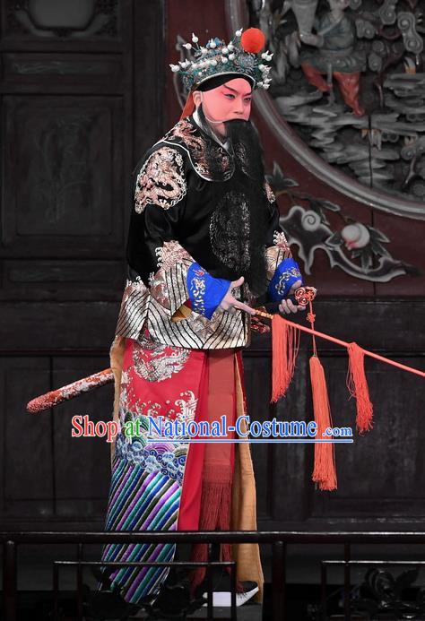 Hong Zong Lie Ma Chinese Peking Opera Martial Male Xue Pinggui Garment Costumes and Headwear Beijing Opera Wusheng Apparels General Clothing