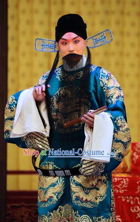 Hong Zong Lie Ma Chinese Peking Opera Minister Xue Pinggui Garment Costumes and Headwear Beijing Opera Laosheng Apparels Official Clothing