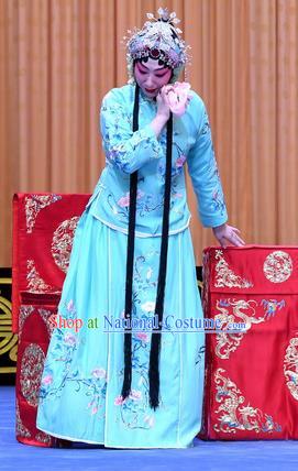 Chinese Beijing Opera Actress Kang Shi Apparels Costumes and Headpieces Gold Turtle Fishing Traditional Peking Opera Young Female Dress Garment