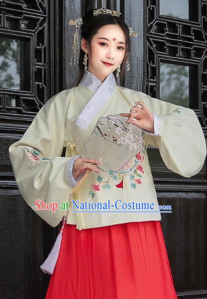 Chinese Ming Dynasty Young Lady Historical Costumes Traditional Hanfu Dress Ancient Patrician Female Blouse and Skirt Apparels