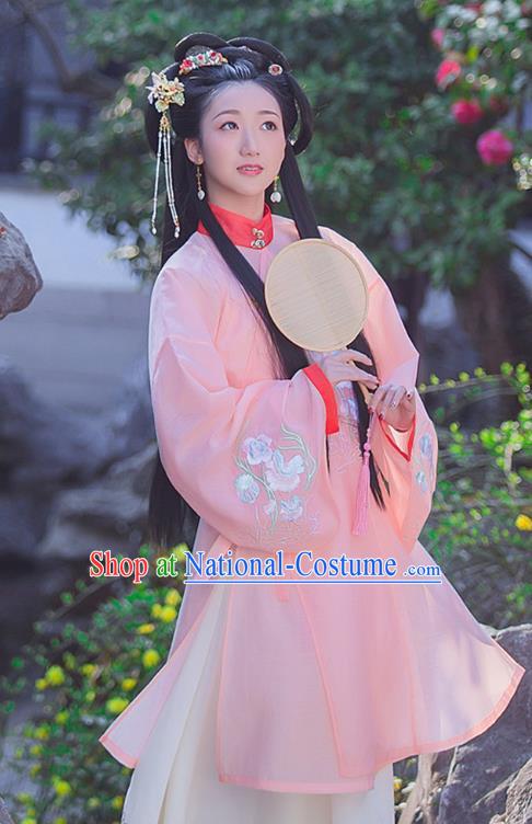 Chinese Ming Dynasty Young Lady Historical Costumes Traditional Ancient Noble Female Hanfu Dress Apparels