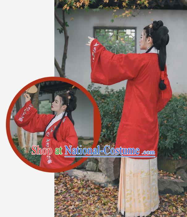 Chinese Ming Dynasty Noble Lady Apparels Traditional Hanfu Dress Ancient Women Historical Costumes Blouse and Skirt Complete Set