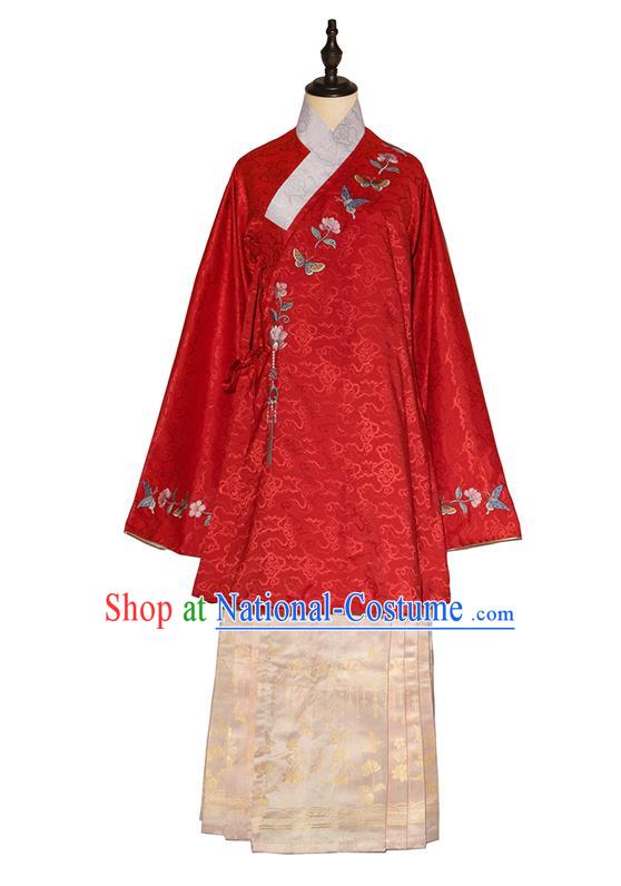 Chinese Ming Dynasty Noble Lady Apparels Traditional Hanfu Dress Ancient Women Historical Costumes Blouse and Skirt Complete Set