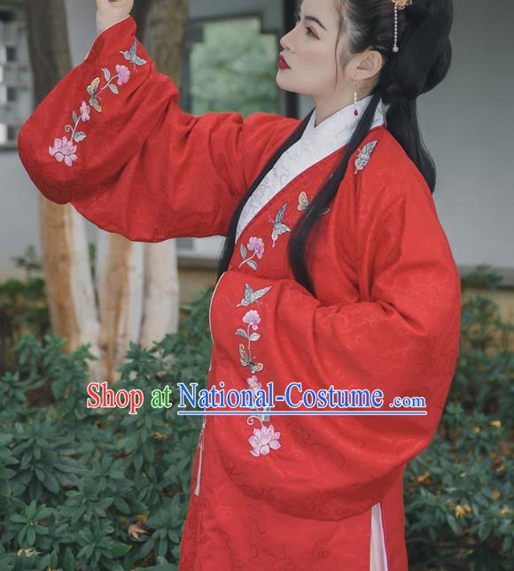 Chinese Ming Dynasty Noble Lady Apparels Traditional Hanfu Dress Ancient Women Historical Costumes Blouse and Skirt Complete Set