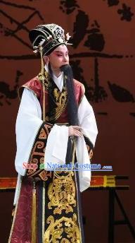 Xin Zhui Chinese Peking Opera Laosheng Li Cang Garment Costumes and Headwear Beijing Opera Elderly Male Apparels Clothing