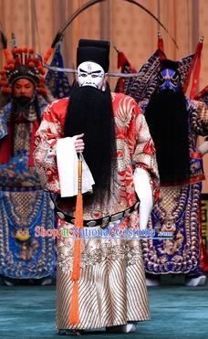 Changban Po Hanjin Kou Chinese Peking Opera Treacherous Official Cao Cao Garment Costumes and Headwear Beijing Opera Laosheng Apparels Clothing