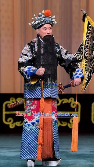 Changban Po Hanjin Kou Chinese Peking Opera Elderly Male Liu Bei Garment Costumes and Headwear Beijing Opera Majesty Apparels Laosheng Clothing