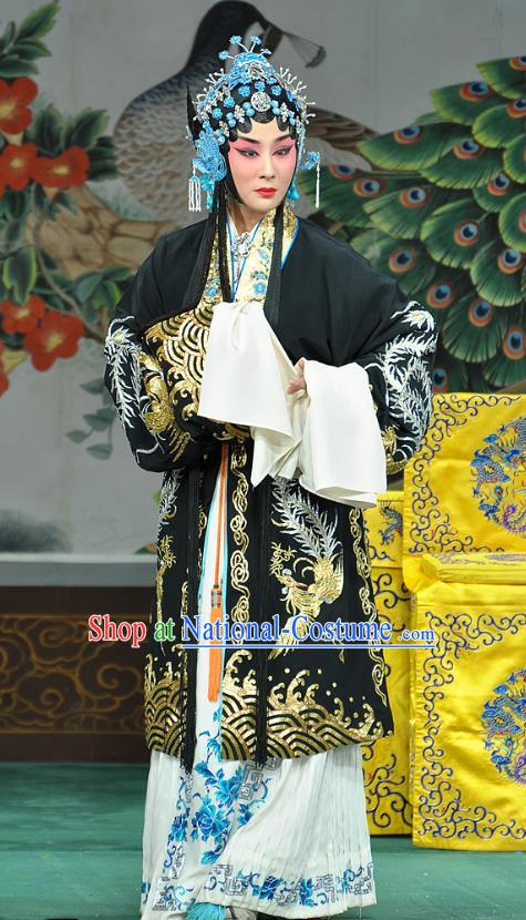 Chinese Beijing Opera Tsing Yi Li Yanfei Apparels Costumes and Headdress Da Bao Guo Er Jin Gong Traditional Peking Opera Noble Consort Dress Diva Garment