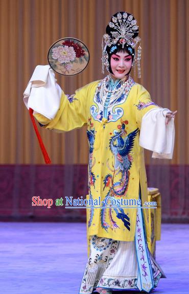 Chinese Beijing Opera Imperial Consort Yang Apparels Costumes and Headdress Tai Zhen Wai Zhuan Traditional Peking Opera Hua Tan Dress Garment