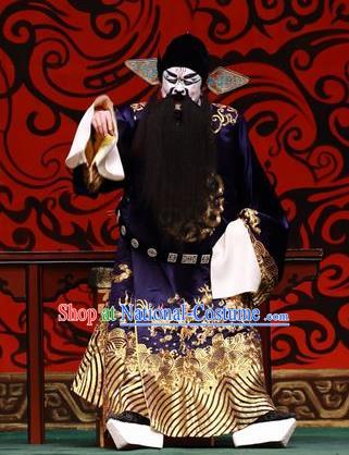 Tai Zhen Wai Zhuan Chinese Peking Opera Official Yang Guozhong Garment Costumes and Headwear Beijing Opera Laosheng Elderly Male Apparels Clothing