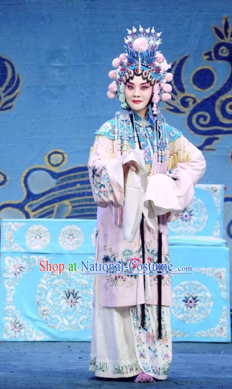 Chinese Beijing Opera Actress Hua Tan Apparels Costumes and Headdress Sacrifice Zhao Shi Gu Er Traditional Peking Opera Diva Dress Garment