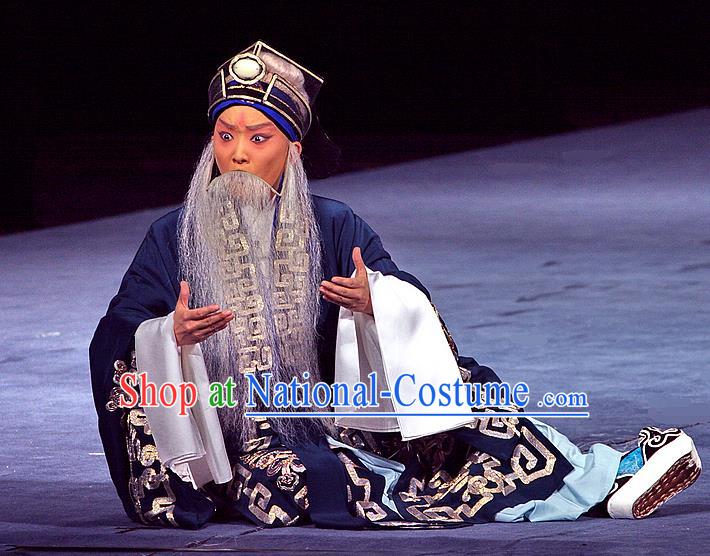 Sacrifice Zhao Shi Gu Er Chinese Peking Opera Elderly Landlord Gongsun Chujiu Garment Costumes and Headwear Beijing Opera Laosheng Apparels Minister Clothing