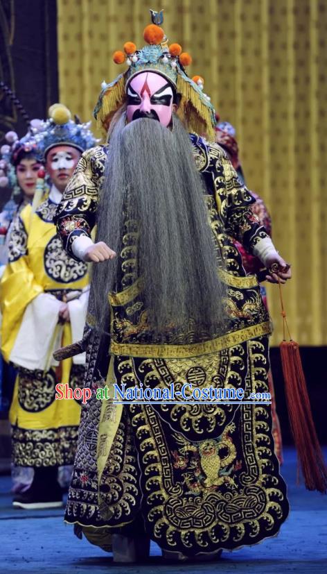 Sacrifice Zhao Shi Gu Er Chinese Peking Opera Laosheng Garment Costumes and Headwear Beijing Opera General Wei Jiang Kao Armor Apparels Clothing