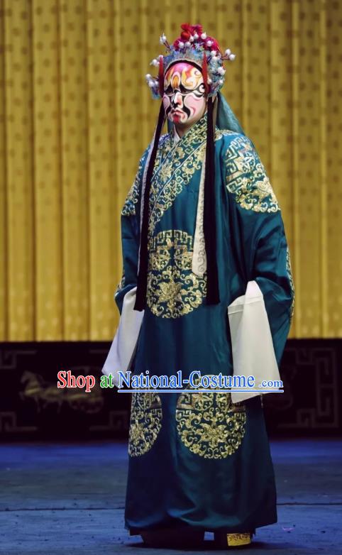 Sacrifice Zhao Shi Gu Er Chinese Peking Opera Martial Male Garment Costumes and Headwear Beijing Opera Apparels Wusheng Clothing