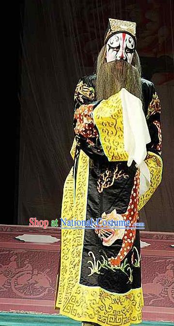 Sacrifice Zhao Shi Gu Er Chinese Peking Opera Lord Garment Costumes and Headwear Beijing Opera Laosheng Apparels King Clothing