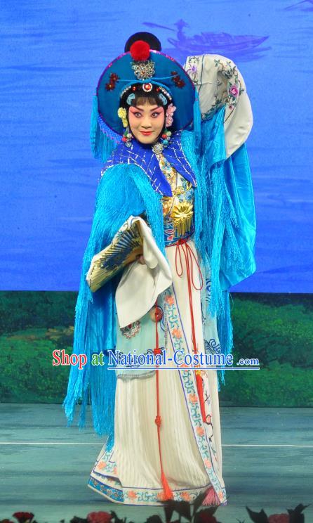 Chinese Beijing Opera Young Beauty Xi Shi Apparels Costumes and Headdress Traditional Peking Opera Hua Tan Dress Garment