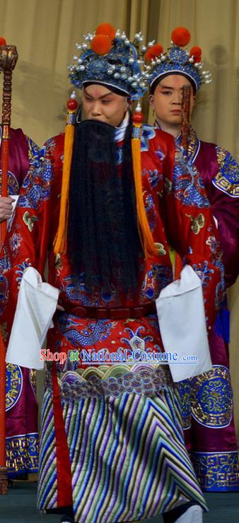 Xi Shi Chinese Peking Opera Elderly Male Garment Costumes and Headwear Beijing Opera Laosheng Fan Li Apparels Official Clothing