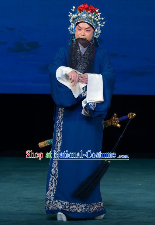 Xi Shi Chinese Peking Opera Laosheng Fan Li Garment Costumes and Headwear Beijing Opera Official Apparels Elderly Male Clothing