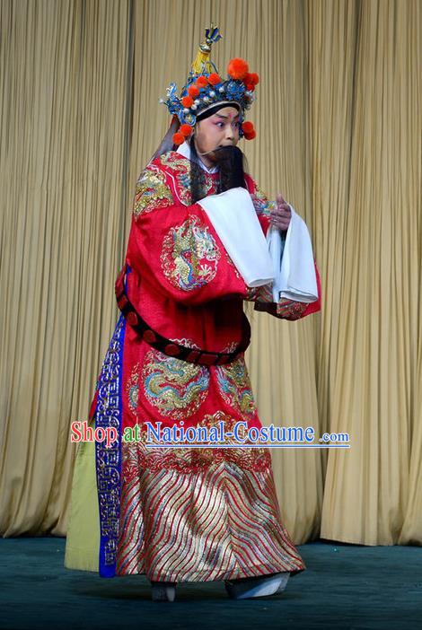 Xi Shi Chinese Peking Opera Elderly Male Laosheng Fan Li Garment Costumes and Headwear Beijing Opera Official Apparels Clothing