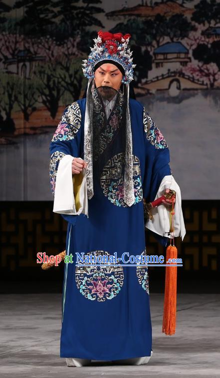 Xi Shi Chinese Peking Opera Elderly Male Fan Li Garment Costumes and Headwear Beijing Opera Laosheng Apparels Official Clothing