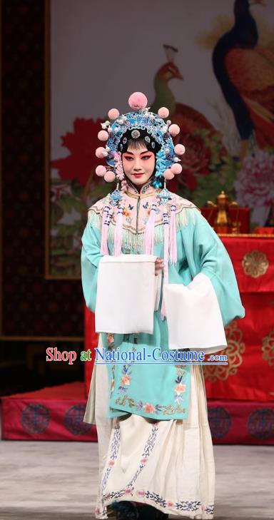 Chinese Beijing Opera Palace Lady Apparels Costumes and Headdress Traditional Peking Opera Xi Shi Court Maid Dress Garment