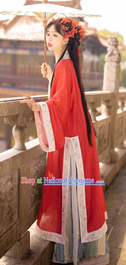 Chinese Song Dynasty Noble Princess Apparels Historical Costumes Traditional Ancient Palace Lady Embroidered Hanfu Dress for Women