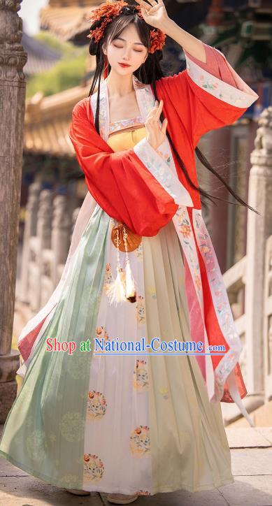 Chinese Song Dynasty Noble Princess Apparels Historical Costumes Traditional Ancient Palace Lady Embroidered Hanfu Dress for Women