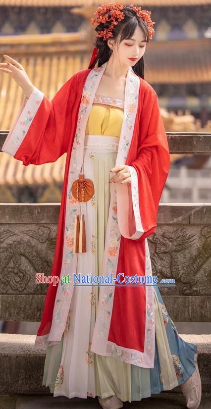 Chinese Song Dynasty Noble Princess Apparels Historical Costumes Traditional Ancient Palace Lady Embroidered Hanfu Dress for Women