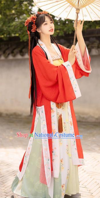 Chinese Song Dynasty Noble Princess Apparels Historical Costumes Traditional Ancient Palace Lady Embroidered Hanfu Dress for Women