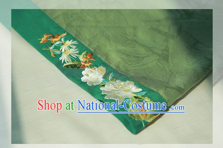 Traditional Chinese Song Dynasty Young Female Apparels Historical Costumes Ancient Royal Princess Embroidered Green Hanfu Dress