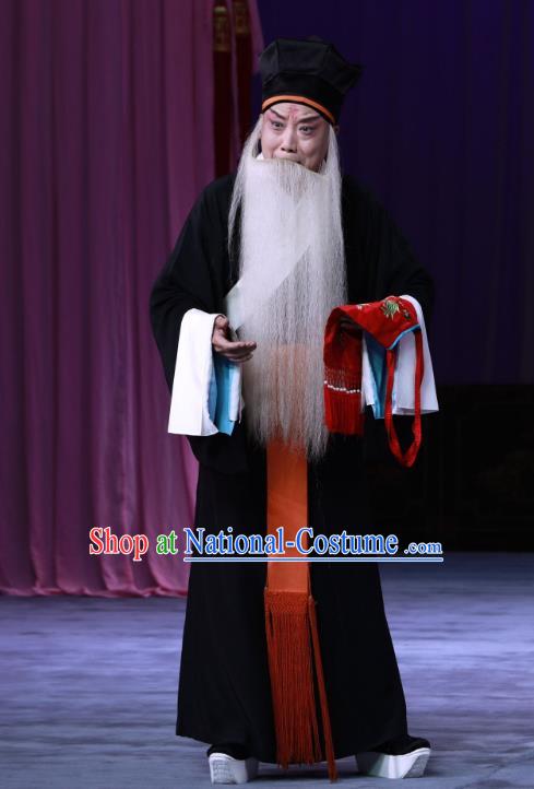 The Unicorn Purse Chinese Peking Opera Elderly Servant Garment Costumes and Headwear Beijing Opera Old Man Apparels Clothing